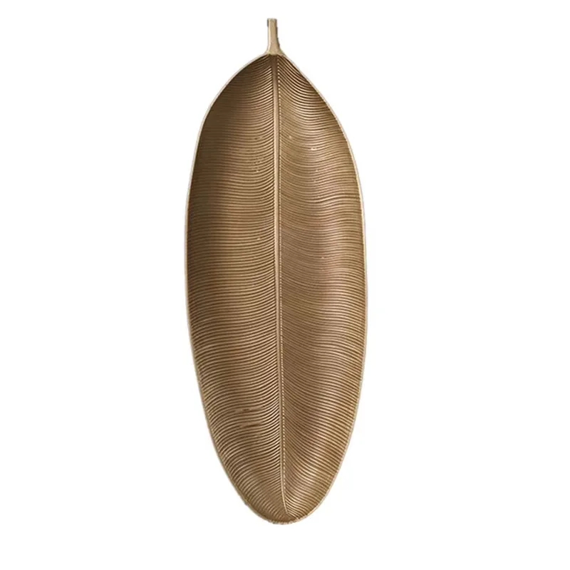 Gold Leaves Shape Serving Tray Jewelry Pallet Fruit Snack Dish Table Storage Organizer Nordic Decorative Tray Small 40 x 14.5cm