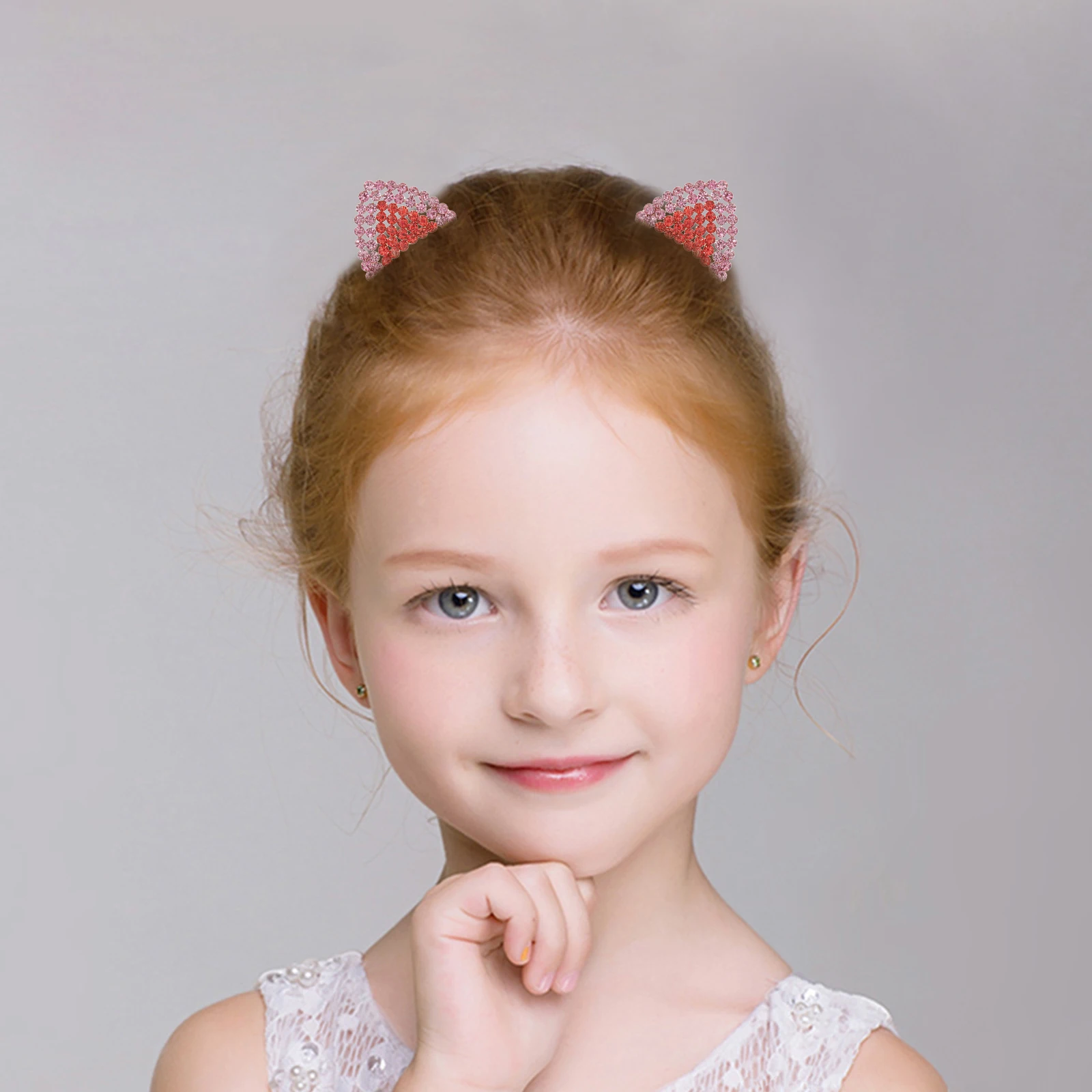 

4 Pairs Cat Ears Hair Clips Girls Accessories Baby Girl Animal Barrette Rhinestone Clip Cosplay Halloween Birthday Stage