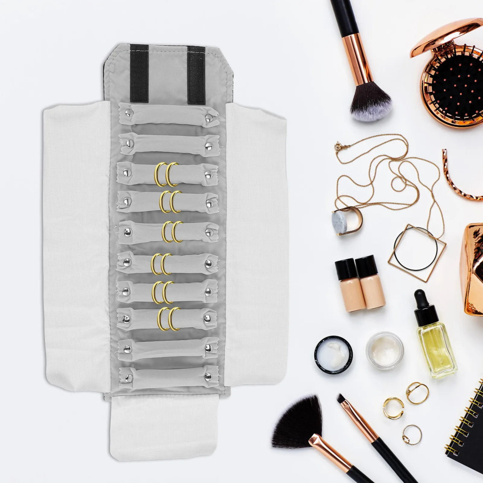 

Travel Jewelry Storage Bag Premium Foldable Finger Ring Organizer Roll Portable Jewelry Organizer Pouch for Home and Travel