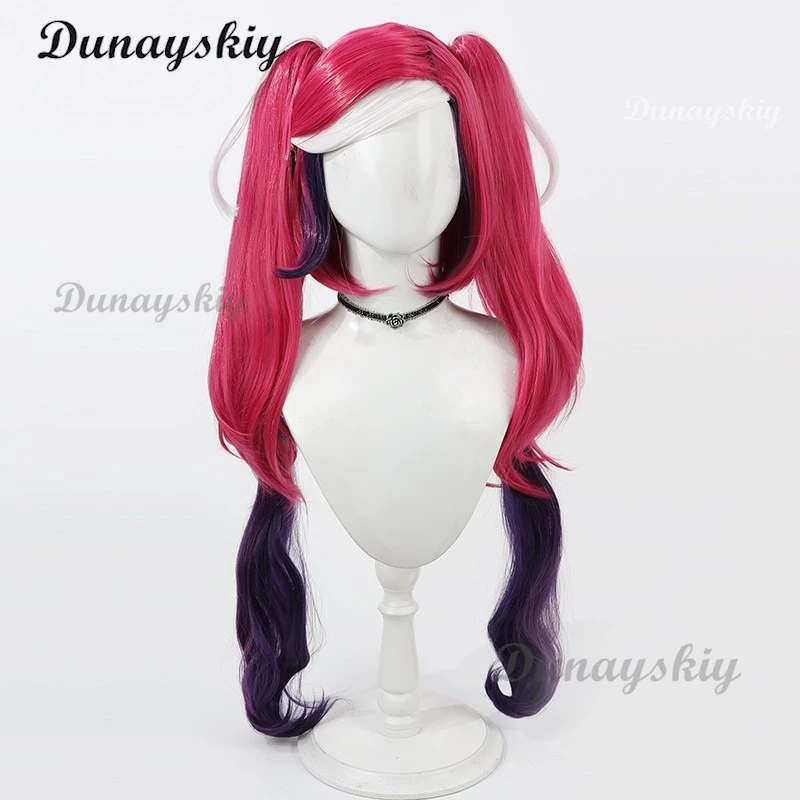 Velvette Cosplay Wig Earring 3V Vees VVV Halloween Party Demon Carnaval Anime Cosplay Women Dual Horsetail