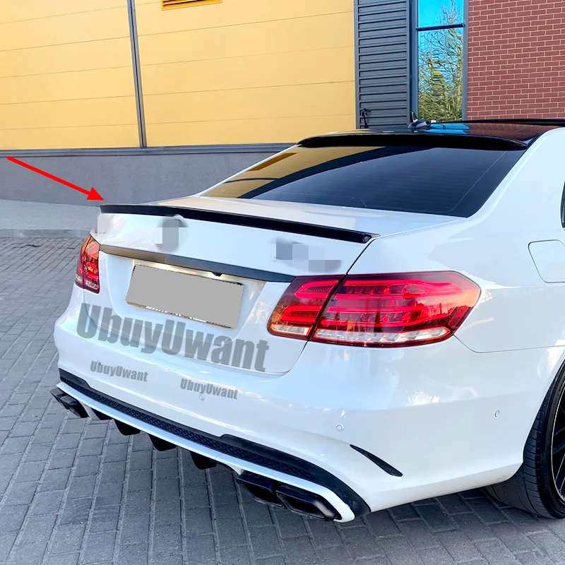 Real Carbon Fiber Trunk Spoiler for Benz E Class W212 4-Door Sedan 2010 - 2016 E200 E220 E250 E300 E350 E400 E500 E63 AMG view 5