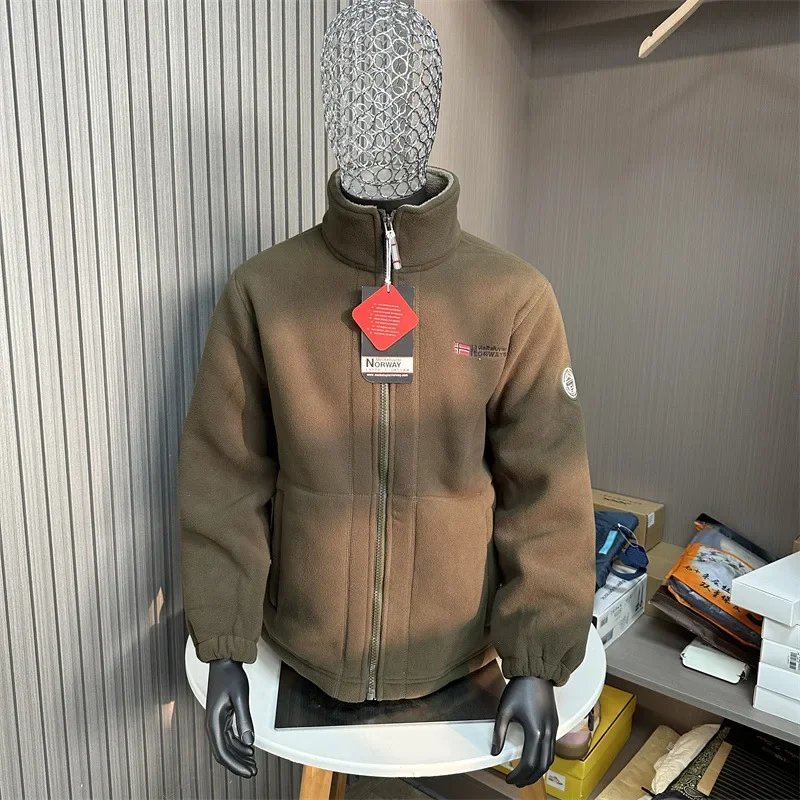 

Winter Two Sided Fleece Jacket Mens Casual Thick Camping Warm Padding Parka Coats 2025 Premium Designer Cold Protection Coat