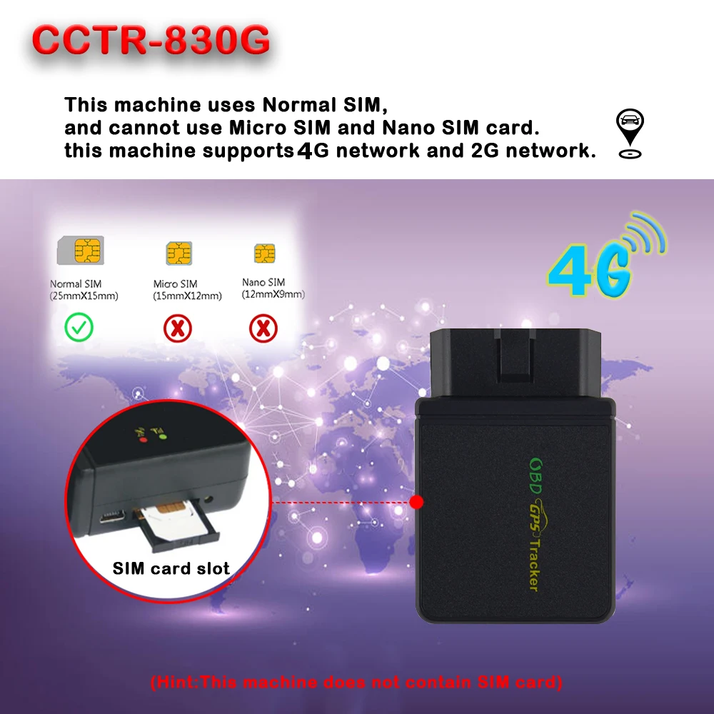 Mini 4G OBD WCDMA GPS Tracker CCTR-830G With Move And Shock Alarm Easy Operation Tracking Locator No Installation 7-36V DC