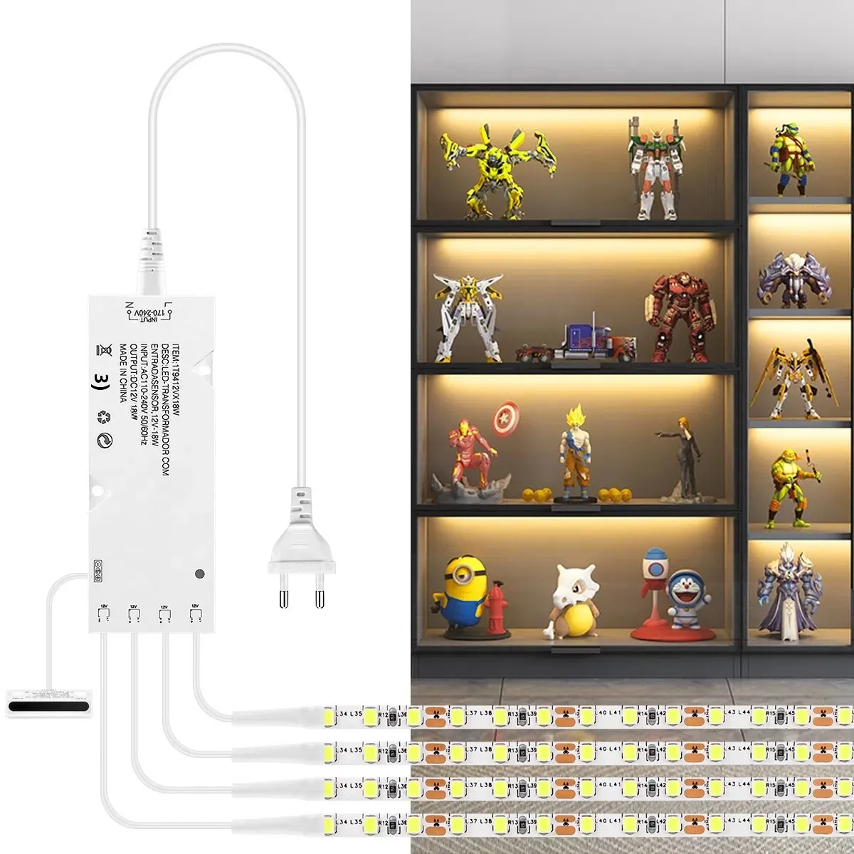 Smart Door Sensor Control 1-5PCS LED Strip Under Cabinet Lights Set Integrated Lighting Auto ON/OFF For Closet Wardrobe Shelf