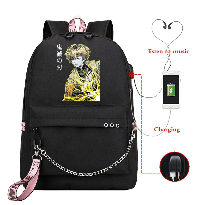 

Demon Slayer Anime Travel Bags Korean Style School Bags Street Style Sutdent College Teenagers Demon Slayer Kawaii Canva Bag