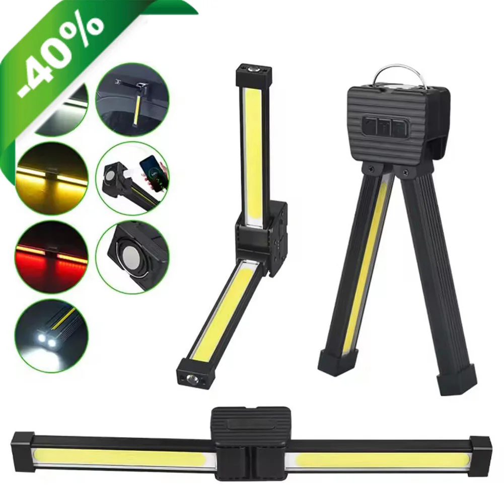 Magnetische Arbeitsleuchte mit 7 Dimmstufen, Tragbare Faltbare Wiederaufladbare LED-Taschenlampe mit Haken für Autoreparatur und Inspektion