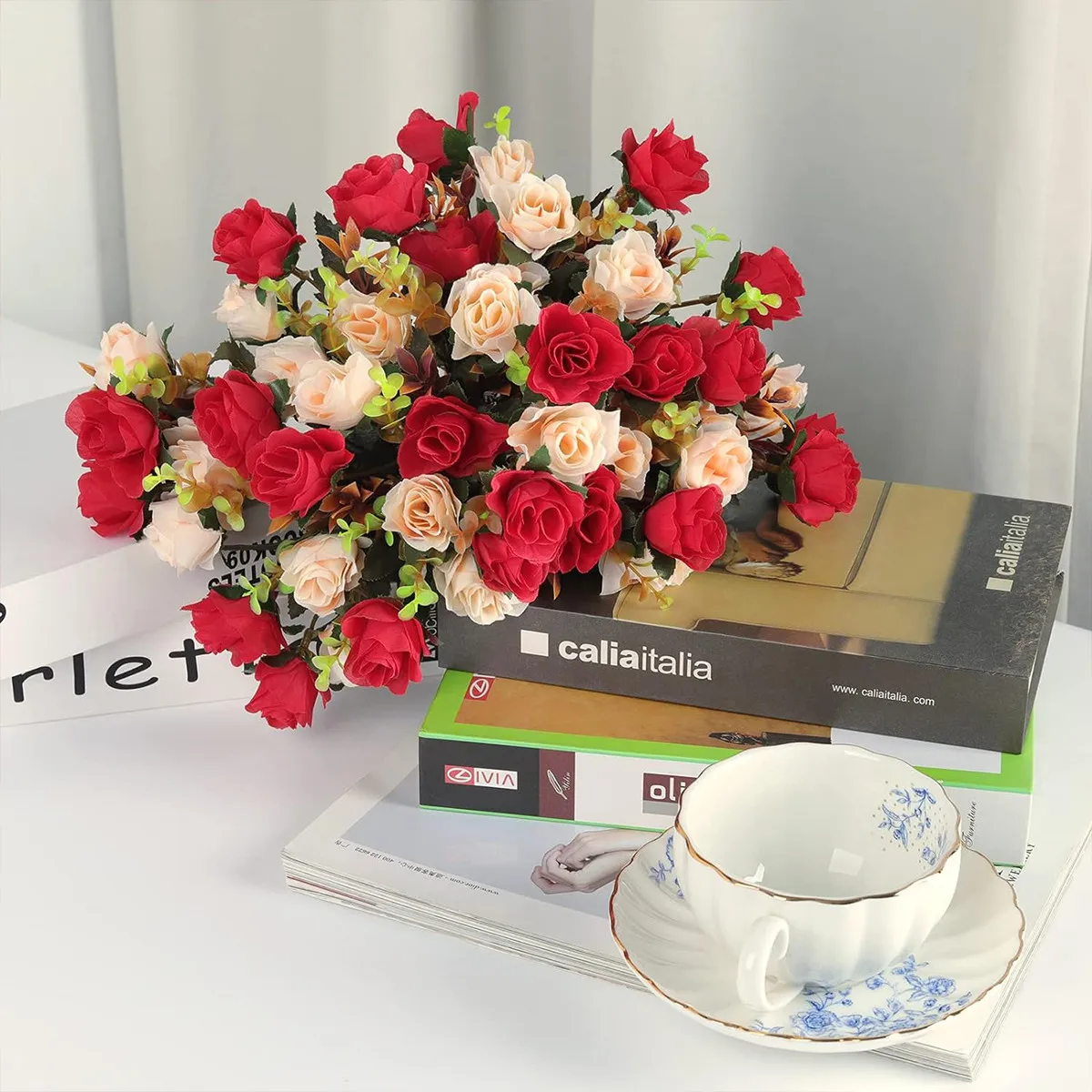 Seidenrosen Künstliche Blumen Hochzeit Heim Weihnachtsdekoration Brautstrauß DIY-Geschenk Scrapbooking Kränze Wanddekoration Fotografie-Requisite – Detail 5