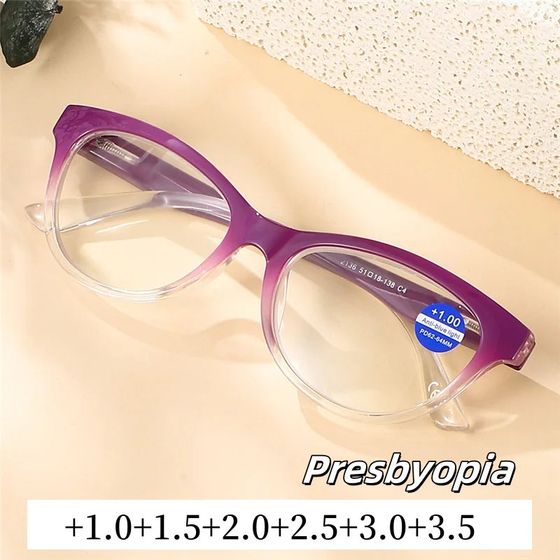 2024 Cat Eye Reading Glasses for Women  Anti Blue Light Eyeglasses Presbyopia Glasses Hyperopia Eye Protection Far Sight Glasses