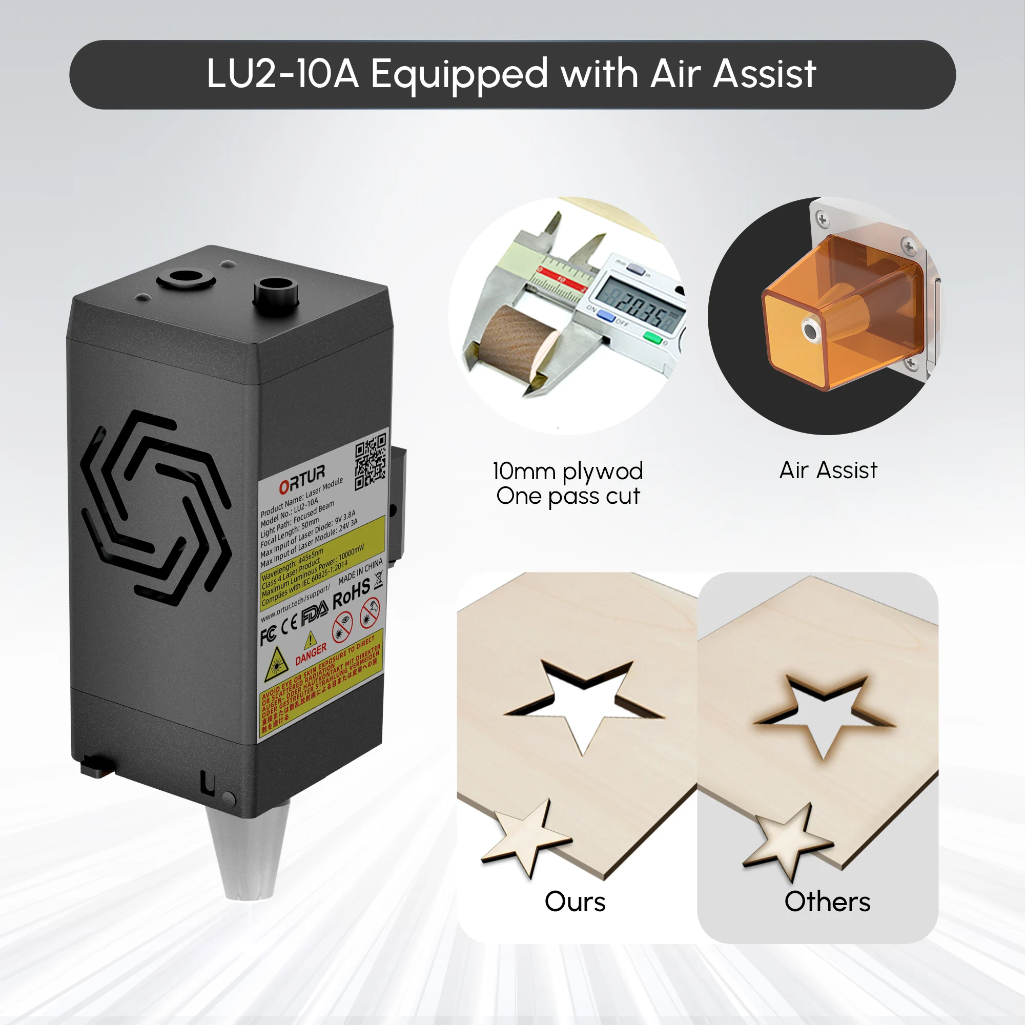 Ortur Aufero Laser Module Laser Head Laser Engraving Machine 10W 450nm 20000MM/MIN Wood Marking Cutting Tools Acrylic