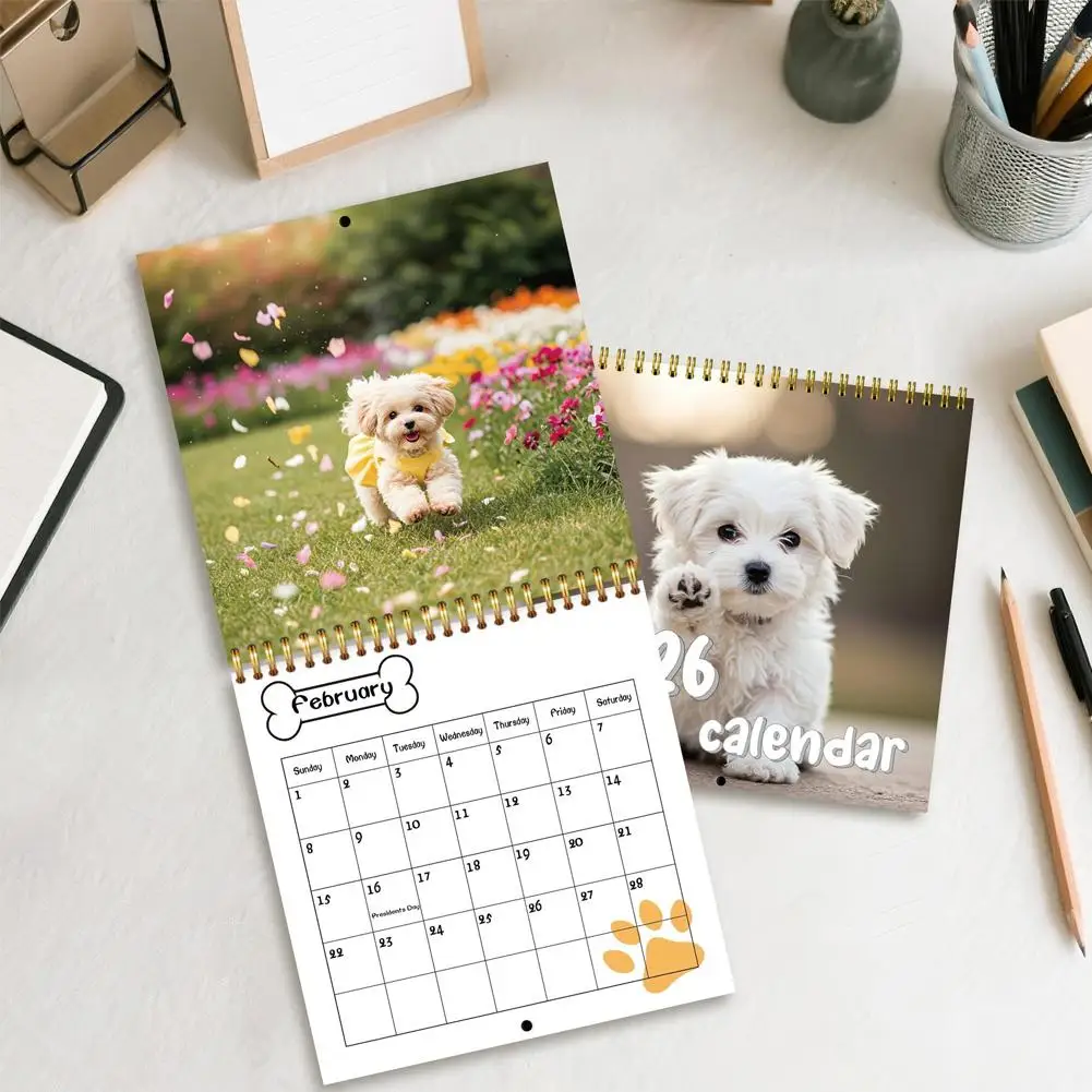 

2026 Premium Desktop Calendar - Monthly & Daily Planner with Dog Illustrations, Gift for New Year & Christmas, Dog Planner