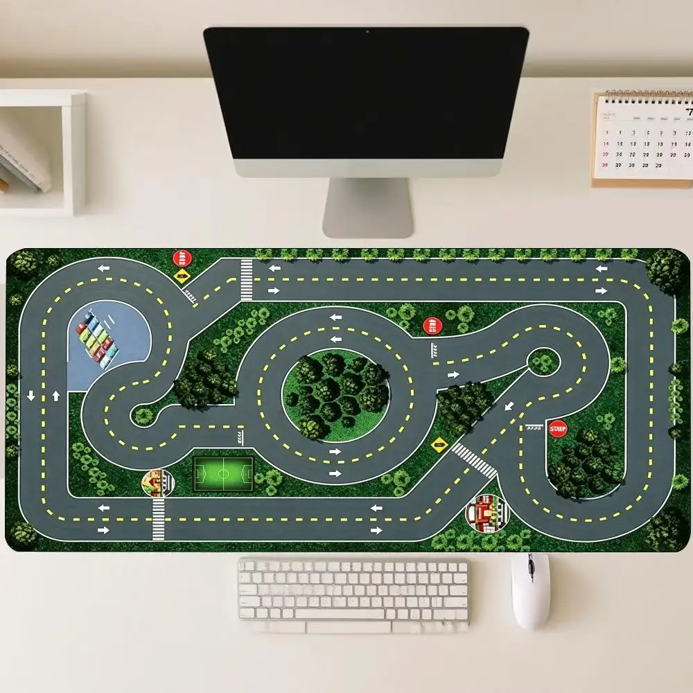 City Traffic Road Map Pattern Large Mouse Pad Non Slip Rubber Extended Desk Mat For Gaming Office Workspace Keyboard Mouse Setup