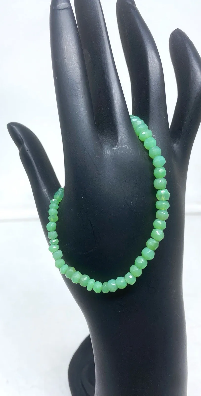 سوار شريسوبراسي 7 بوصة 2-4 ملم خرز الأوجه أحجار كريمة خضراء طبيعية صناعة يدوية #4