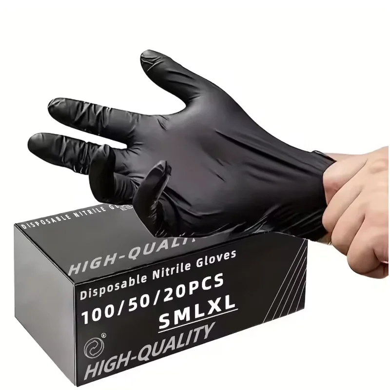100/50/20PCS Nitrile Gloves Thickened Disposable Gloves for Cleaning Hairdressing Waterproof Dishwashing Tattoo Gloves