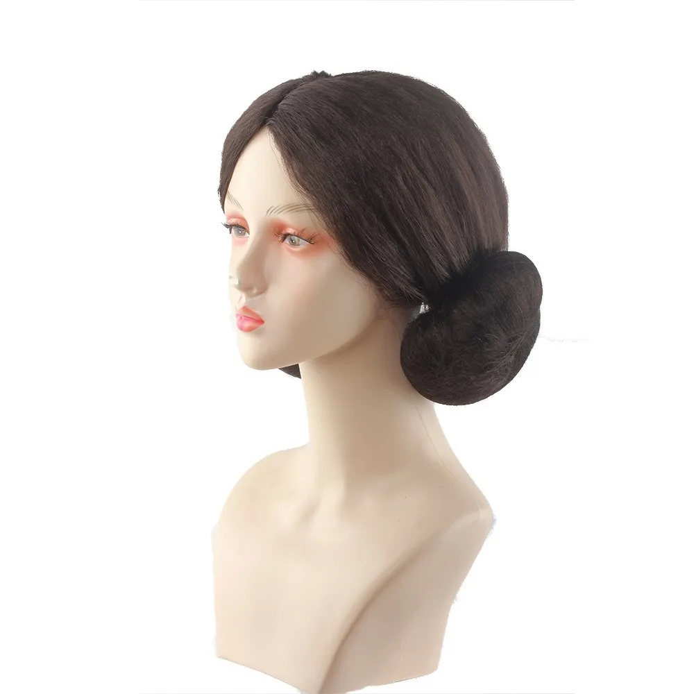 Princess Solo Performance Cosplay Wig Brown Middle Double Temple Marubeni Head Chemical Fiber Synthetic Hair for Movie Fans