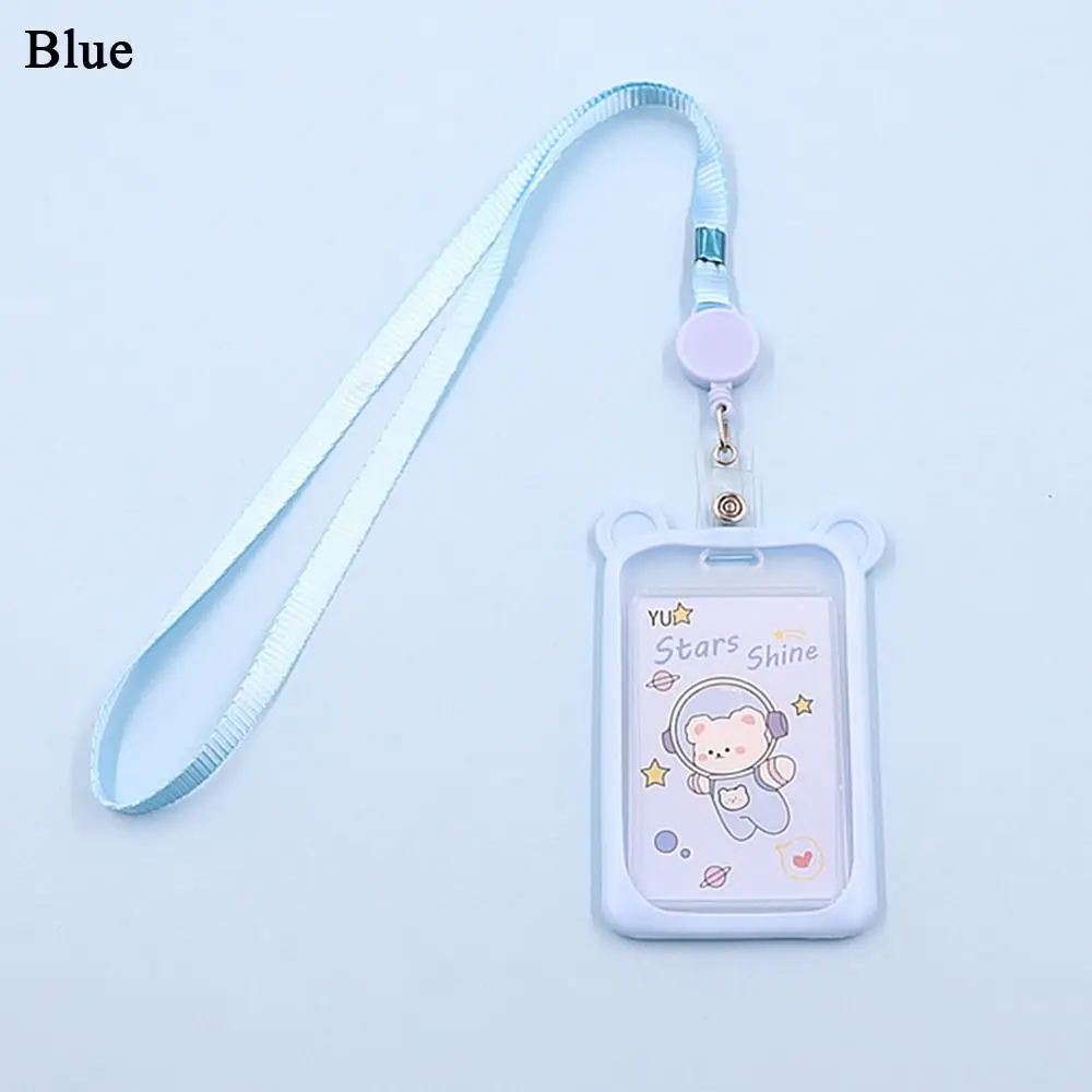 1PC Students Gift Bank Retractable Reel Lanyard ID Card Sleeve Bus Card Case Card Holder Credit Cover Case