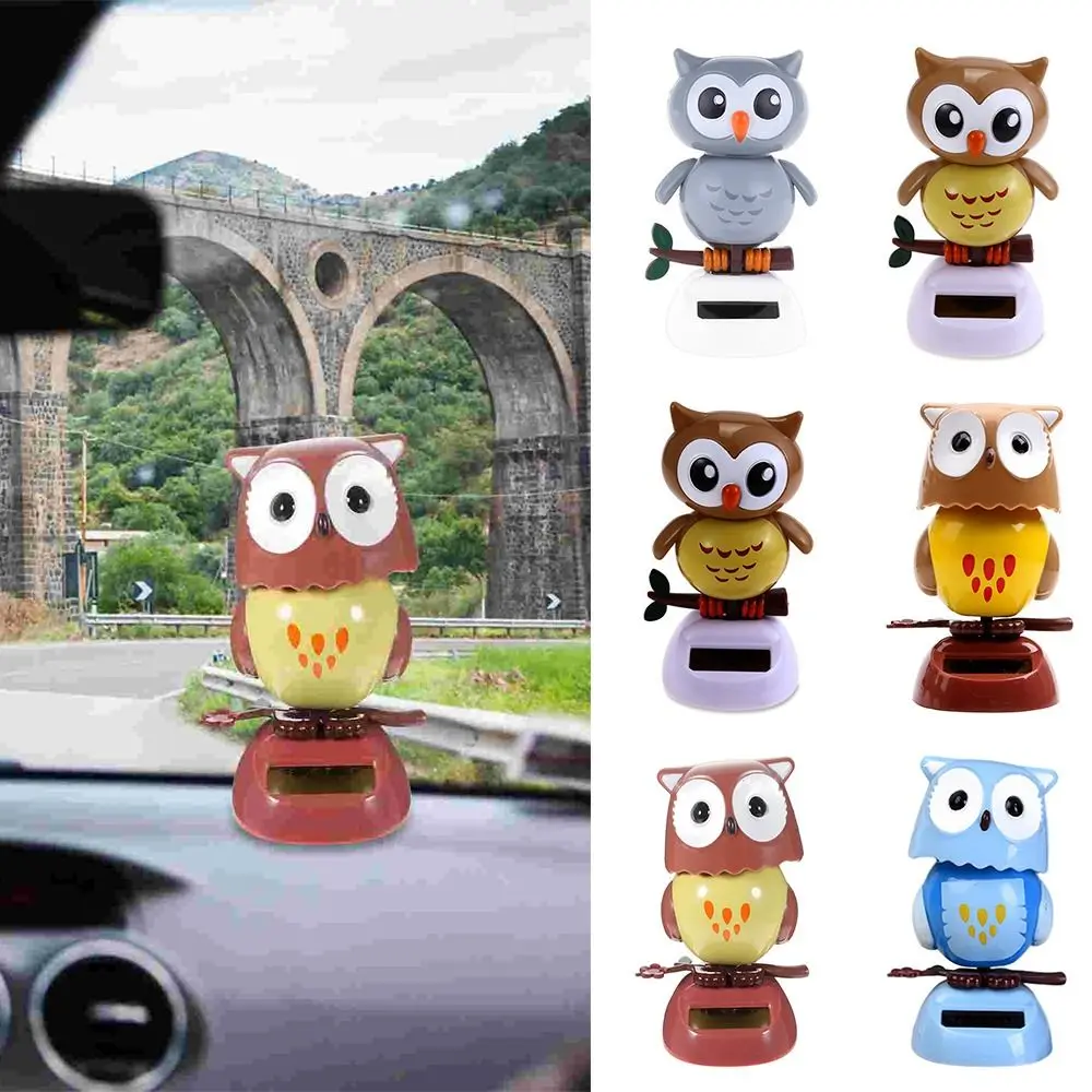 Accessories Plastic Gift Desk Decor Solar Powered Car Ornament Decoration Swinging Toy Animal Shaking Head Toy Owl Dancing Doll