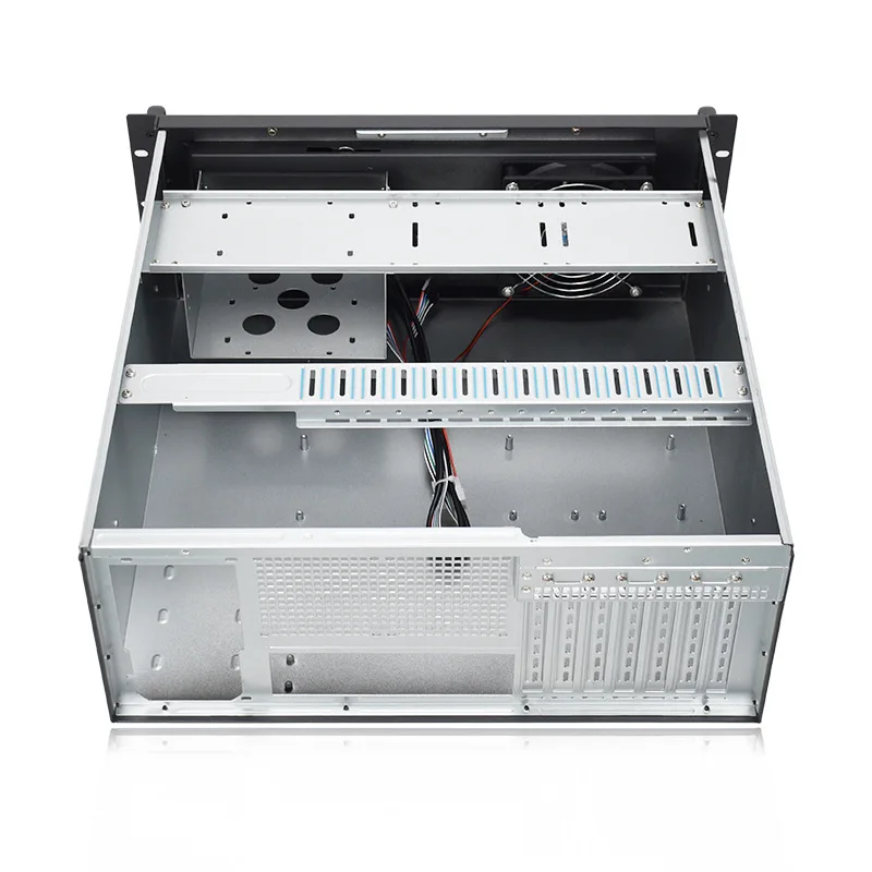 4U 450mm Rackmount ATX Industrial Chassis, Lockable Optical Bay, PC Power for Surveillance & Storage