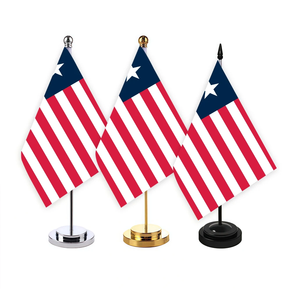CYPOMELO office desk flag Liberia flag 14x21cm Liberia desktop small decorative flag (with flagpole)