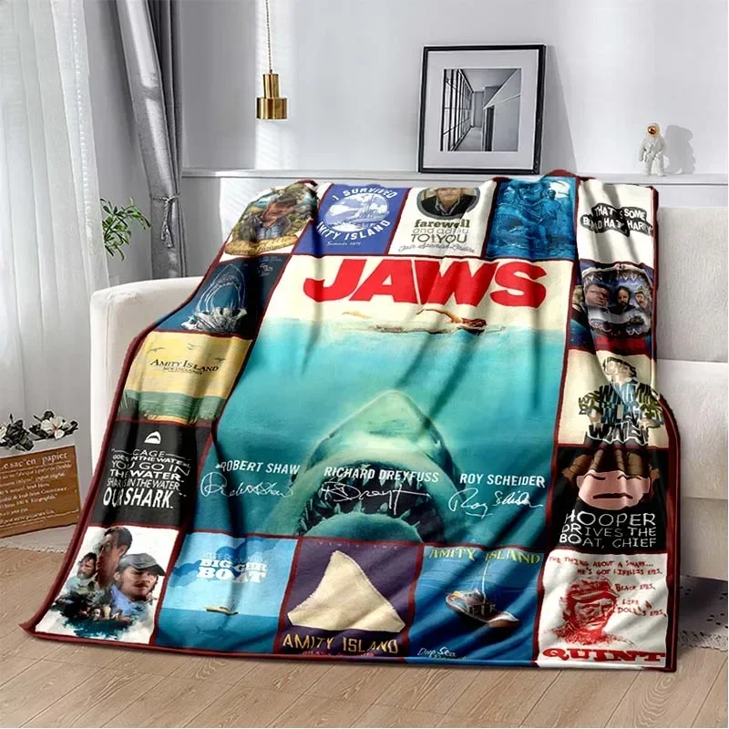 Jaws Blanket Throw Blanket Shark Fleece Blanket Soft Cover Warm Bedspreads Blankets for Beds Couch Travel