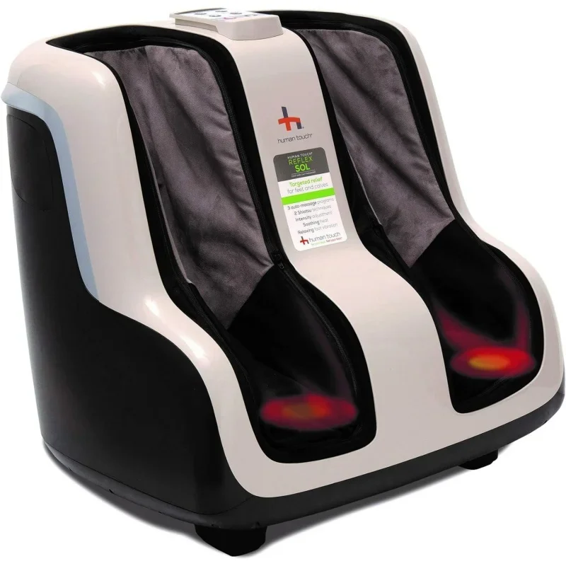 Human touch reflex Sol Foot & calf Massager w/heat-plantar fasciitis relief circulation shiatsu deep kneading Vibra