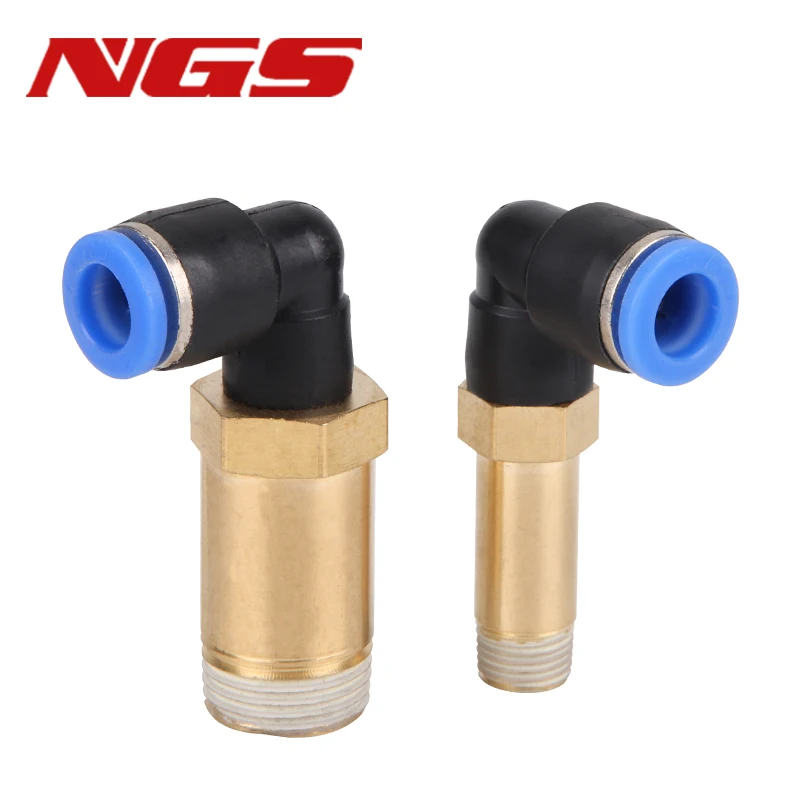 Extented Male Elbow Push Pneumatic plastic fittings thread connector PLL Series