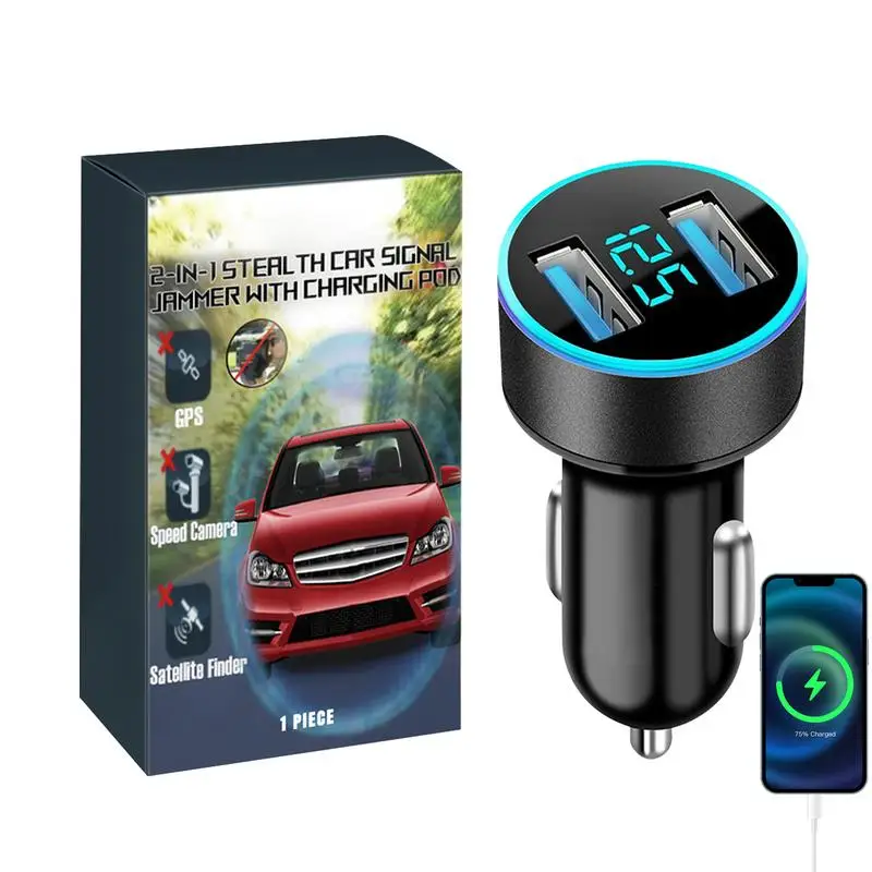 2-in-1 Car Charger Dual USB Ports Lighter Charger 2-in-1 Multi-Function Charger With Voltage Display For Cell Phone Camera