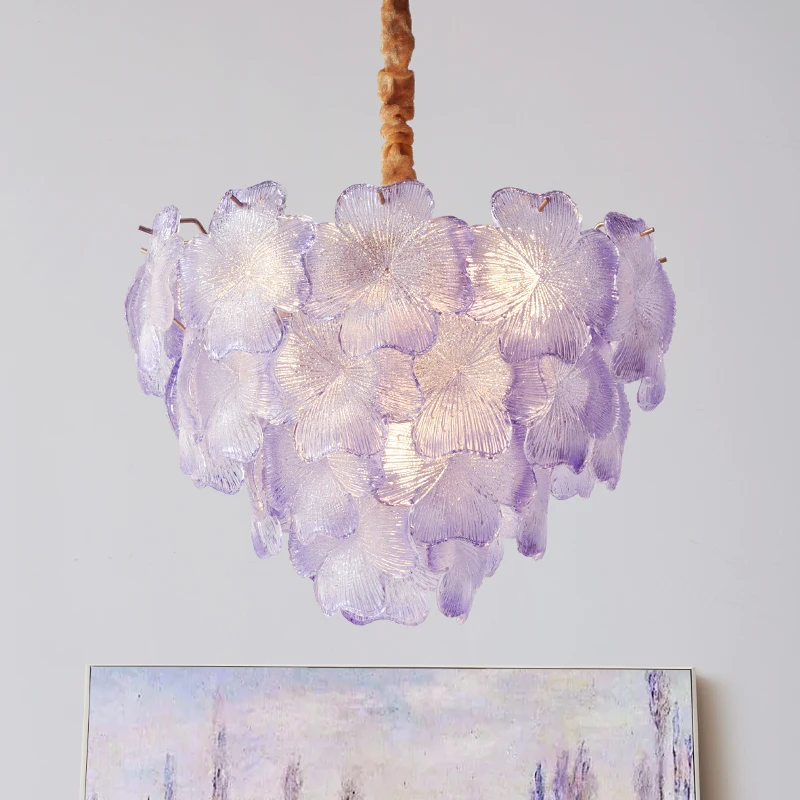 Living Room Chandelier French Cream Style Flower Bedroom Lamp 2025 New Modern Light Luxury Glass Hall Main Chandelier Lamp