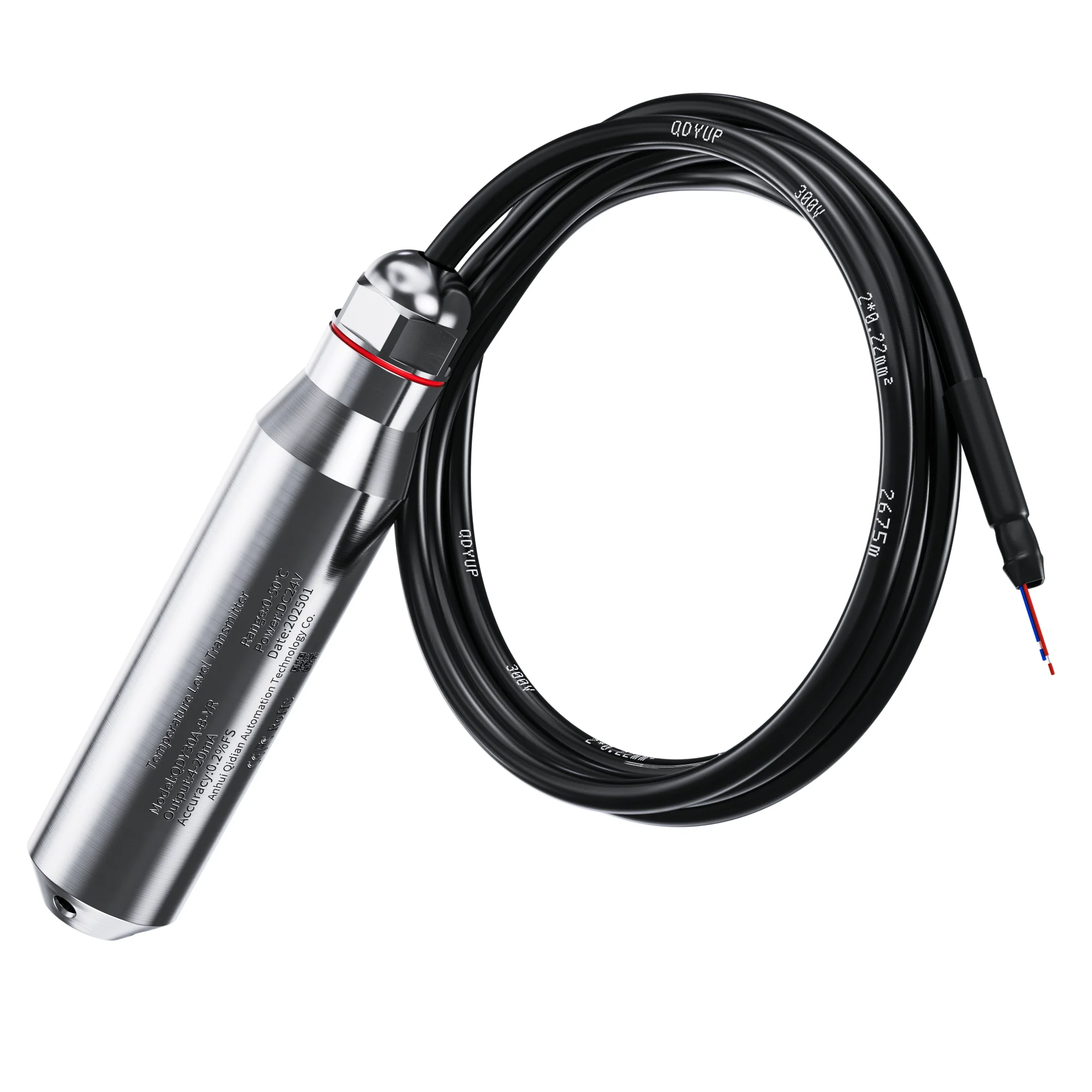 

4-20mA Output 0-50 Degree Integrated Temperature Level Transmitter 1M/2M/3M/4M/5M Waterproof Submersible Liquid Level Sensor