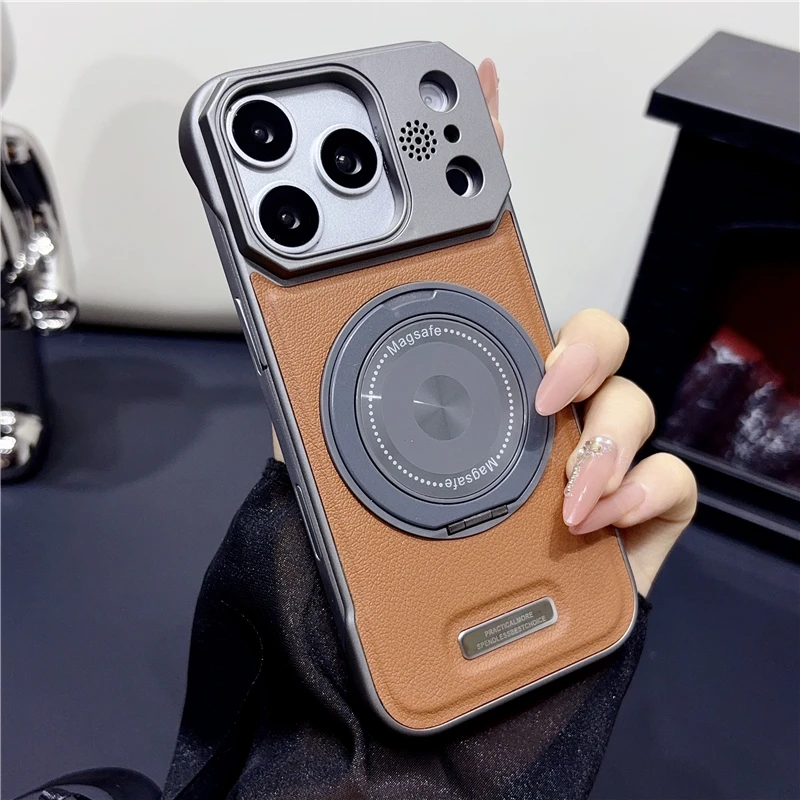 Solid Frameless Hard PC Phone Case For Magsafe iPhone 18 17 16 15 14 13 12 Pro Max Magnetic Rotating Bracket Stand Holder Cover