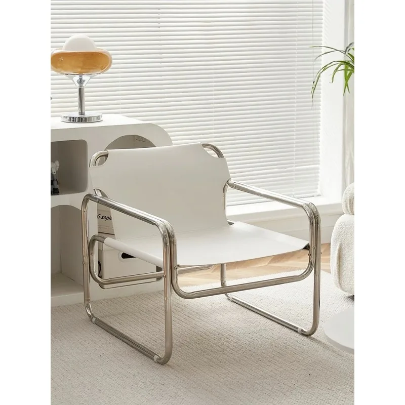 

Винтажное современное кресло для отдыха, одиночное кресло в стиле Ins с высококачественной кожей седла, роскошное скандинавское кресло для отдыха в гостиной