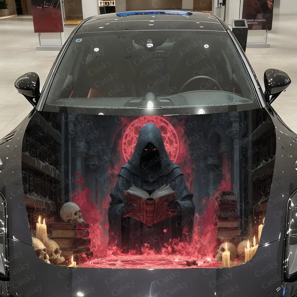 

Dark Grimoire Guardian Car Vinyl Wrap, PVC Waterproof Car Hood Sticker, Self-Adhesive Scratch-Resistant Stickers
