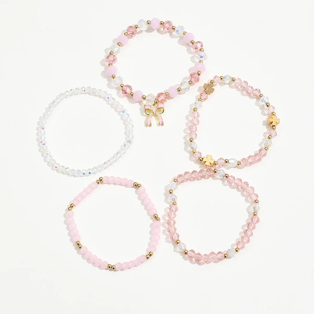 5 قطع الأزياء الخرز الصليب القوس أساور مجموعة للنساء لطيف سحر أساور مجوهرات هدايا #5