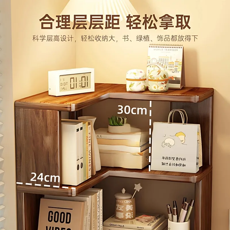 رف كتب زاوية من الخشب الصلب، رف كتب زاوية لغرفة المعيشة، رف أرضية، خزانة تخزين زاوية لغرفة النوم