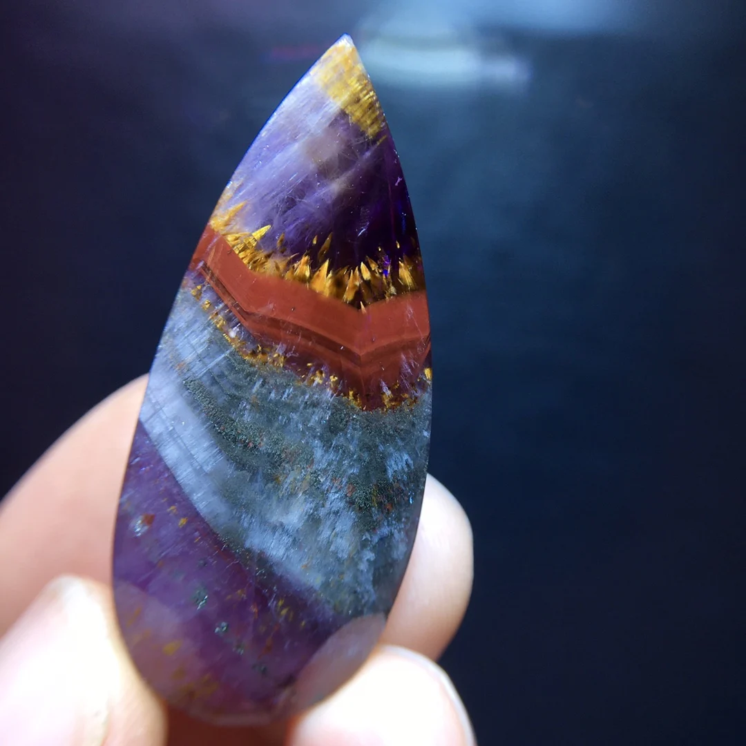 

Натуральный фиолетовый какоксенит, красный ауралит 23, прямоугольный кулон 40/17,5/9,8 мм, золотые бусины с рутилированными бусинами в виде глаз, ювелирные изделия AAAAA