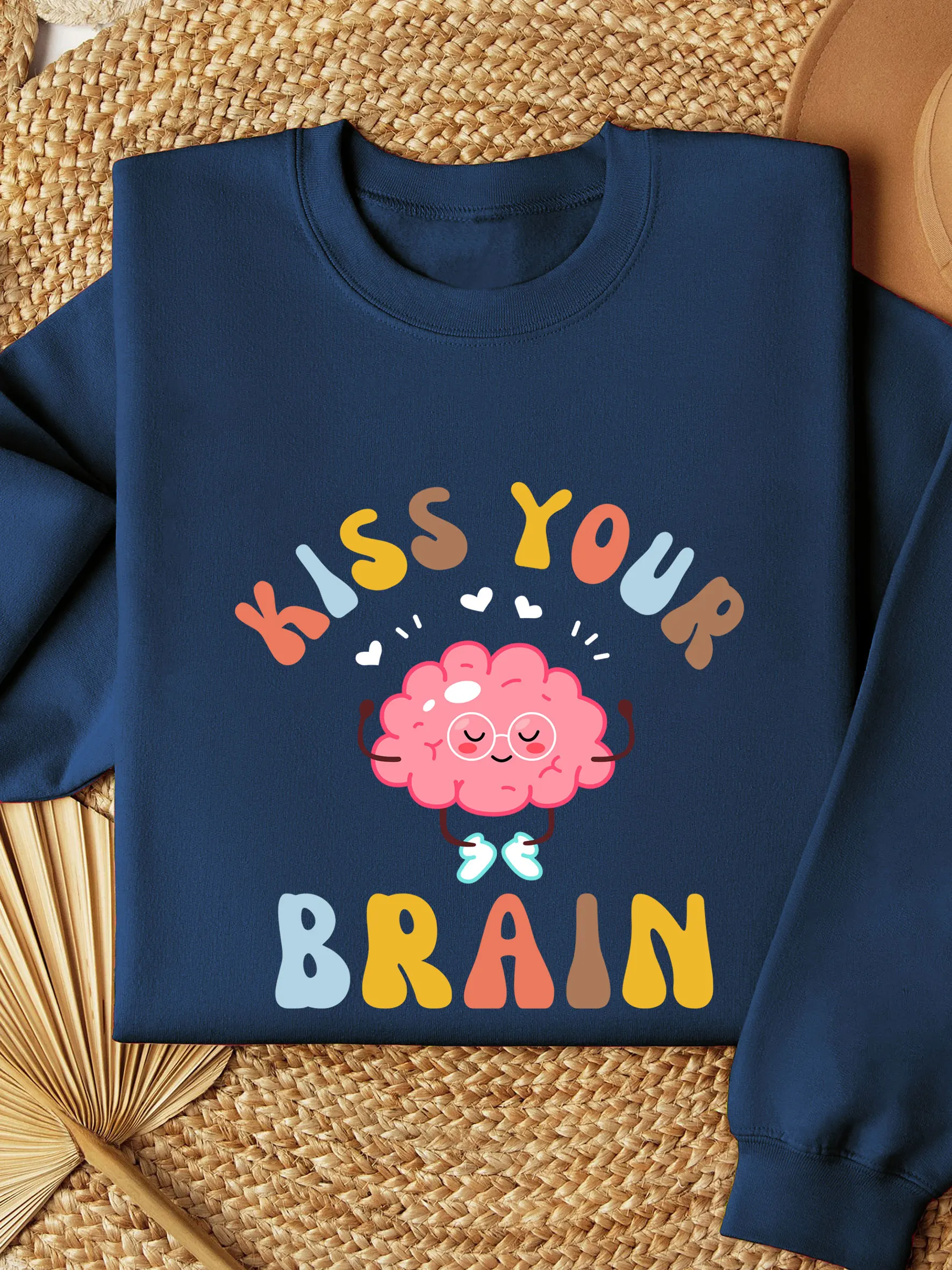 

Kiss Your Brain Sweatshirt Funny Teacher Sweatshirt Back To School Thermal Lined Sweatshirt Teacher Gift