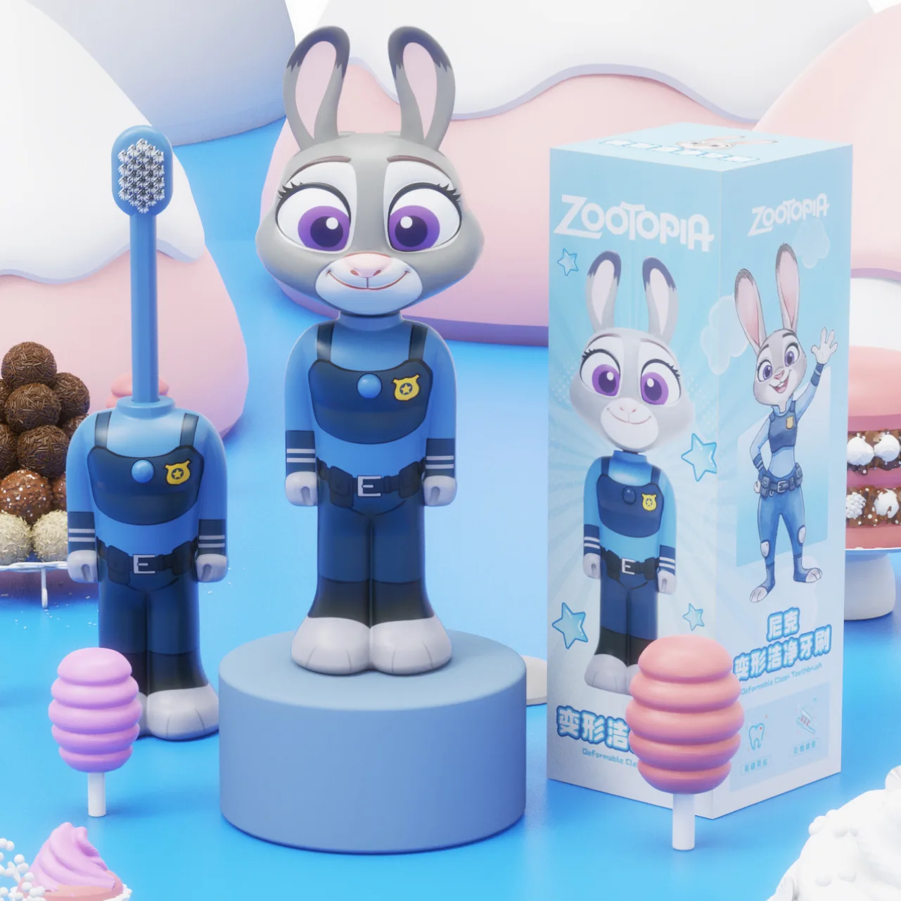 Cartoon Zootopia 2 Kids Toothbrush Transformable Retractable Soft Bristle Nick Judy Portable Design For Toddlers Oral Care Brush