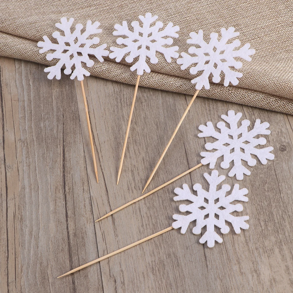 

10pcs Christmas Cake Picks Snowflake Design Cupcake Decorations For Holiday Party Wedding Dessert Table Treats Supplies