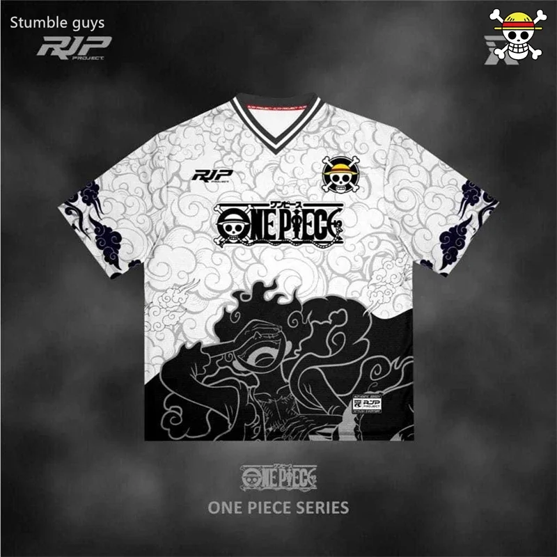 Hot Sale Summer Men's One Piece Anime Tee Luffy Gear 5 Design Short Sleeve Fashion Sports Jersey Casual Tops Kids Boys Clothes