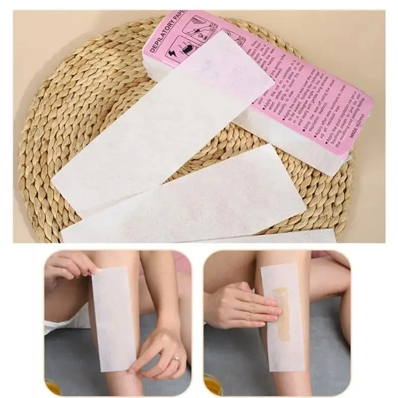 20/50/100 قطعة ورق شمع إزالة الشعر المهنية شرائط الصبح غير المنسوجة النسيج الصبح أوراق مزيل الشعر الجمال أداة إزالة