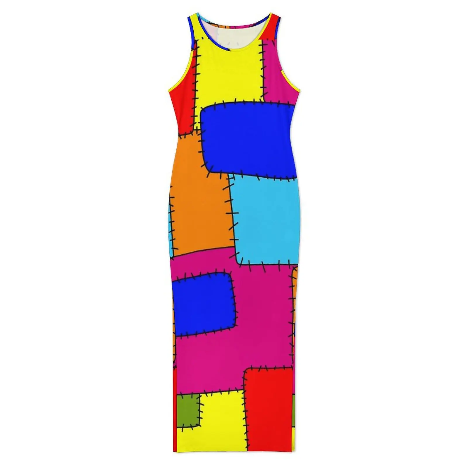 สตรี Patchwork พิมพ์ชุดสายรุ้งลายสก๊อตความงามชุดเข้ารูปฤดูร้อน Retro Maxi ชุดที่กําหนดเอง Oversize Vestidos