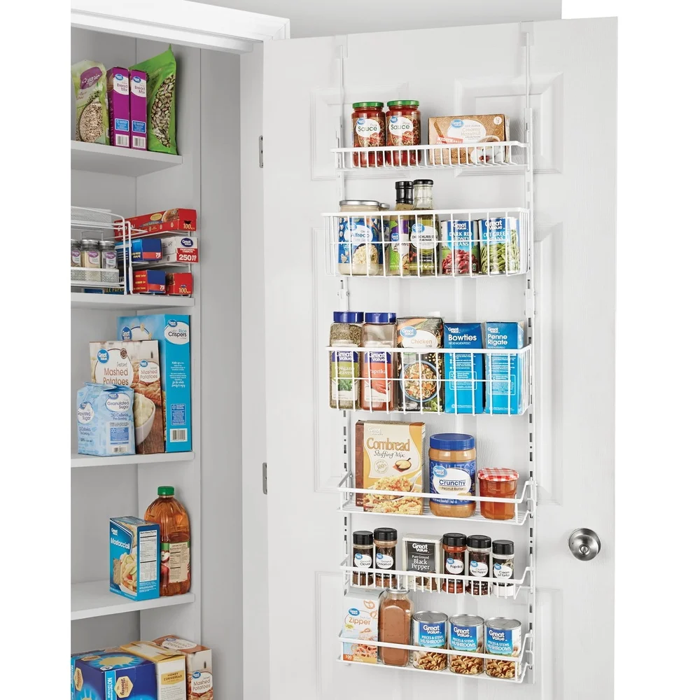 

Over the Door Rack Organizer with 6 Tier Adjustable Shelves Powder Coated Steel White