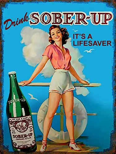 Sober Up Soda 8x12 Inch Vintage Retro Decor Metal Tin Sign