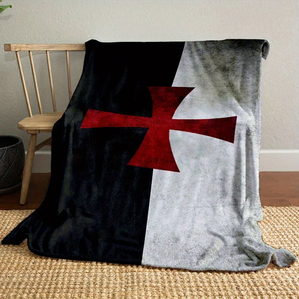 Luxury Plush Fleece Throw Blanket Black Red Cross Pattern Cozy Comfort Sofa Decor Gift for Living Room Couch Bed