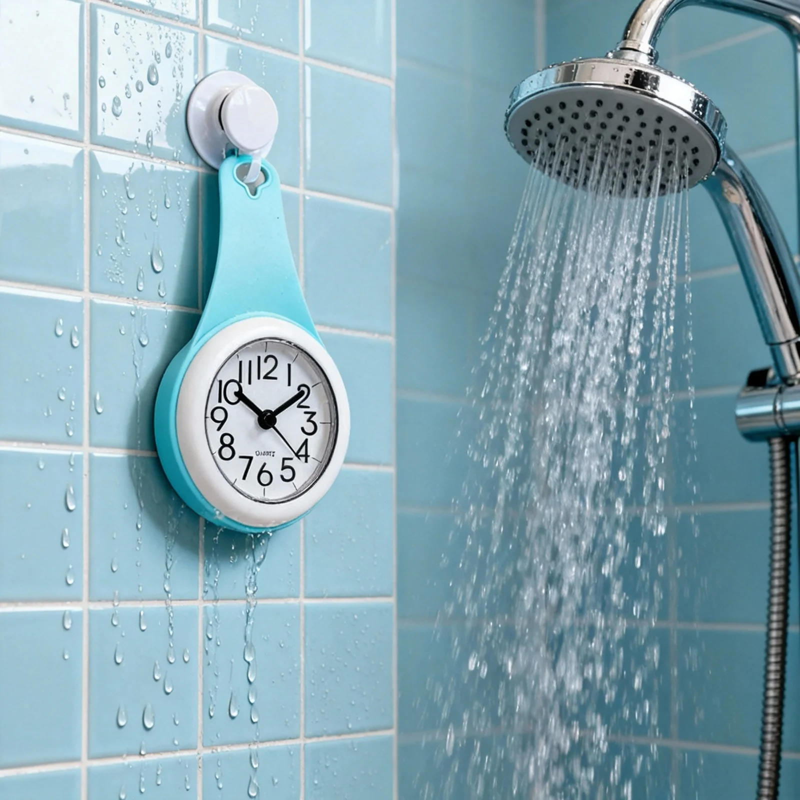 

Modern Waterproof Bathroom Wall Clock with Suction Mount Silent Quartz Movement for Shower Kitchen Vanity Smooth Walls Easy