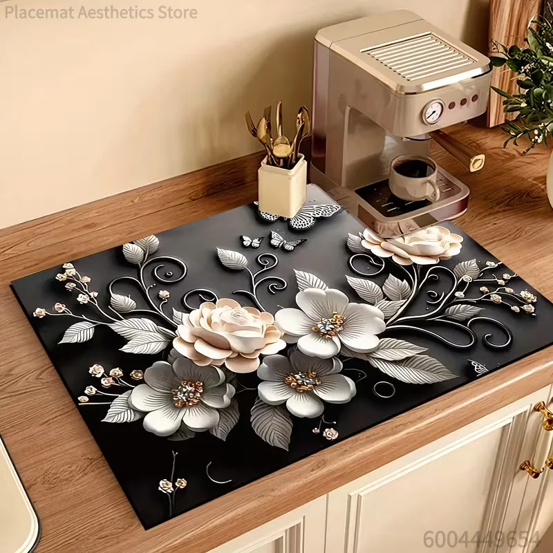 Dish Drain Pad Flower Drainage Pad Coffee Pad Kitchen Countertop Water Absorption Pad Washing Machine Cover Laundry Pool Pad