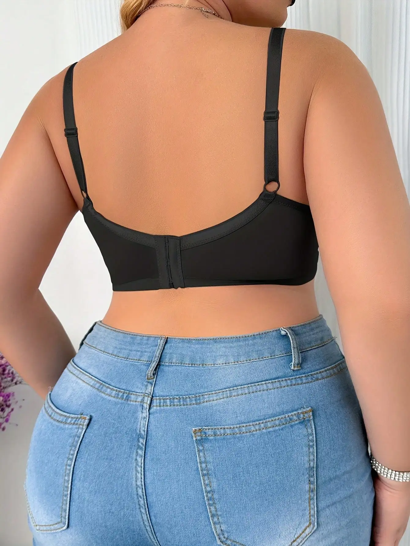 Big Size Women\'s 3/4 Cup Lingerie Sexy Medium Mold Cup Non-Convertible Straps Soft Solid Push up Gathered C D E Cup Lingerie
