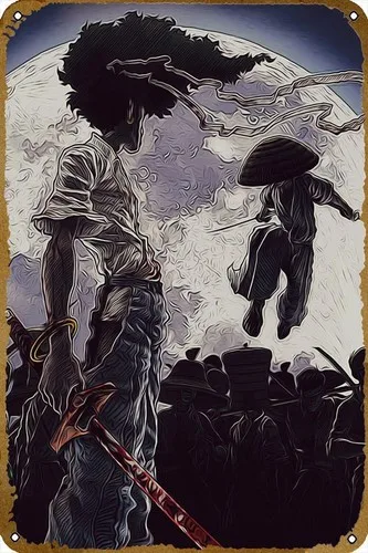 Póster de cómics Afro Samurai, cartel de metal retro para pared, arte para el hogar, bar o cueva
