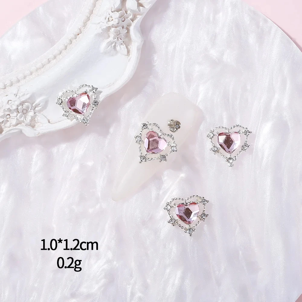 5pcs Flash Pink Nail Accessories Love Butterfly Star Cross Nail Art Charms Luxury Crystal Metal Pendant Nail Decorations Parts