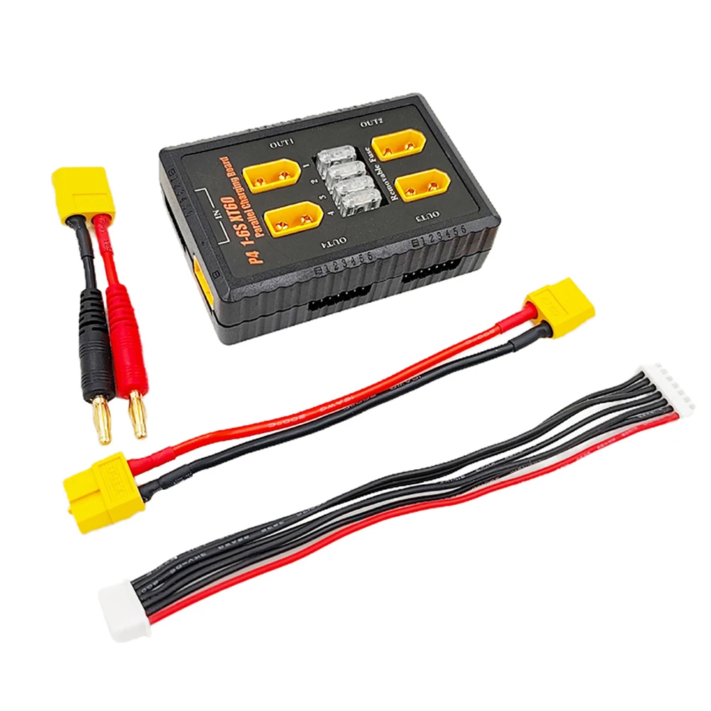 

P4 1-6S XT60 Plug Плата параллельной зарядки с поддержкой входа 20 А и 4 выходами канала с защитой предохранителя