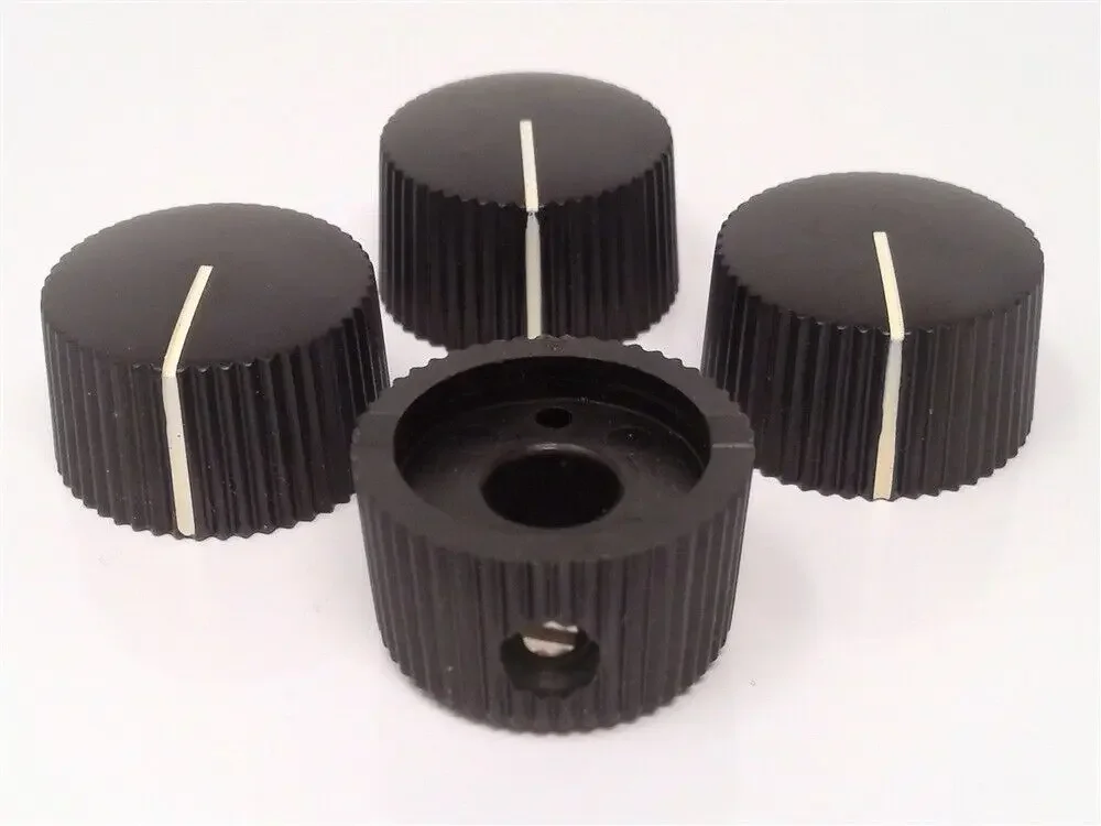 Vintage Style 4 Black Amplifier Knobs with Slotted Set Screw Knobs for Fd  Amps Black 4pk